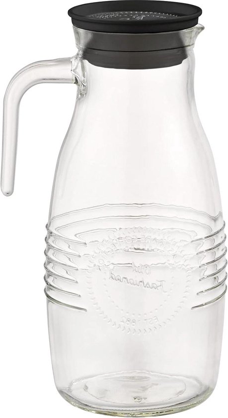 APS Glaskaraffe OLD FASHIONED 1,8 Liter - Mit Siebdeckel, Tropffrei, Für Infused Water