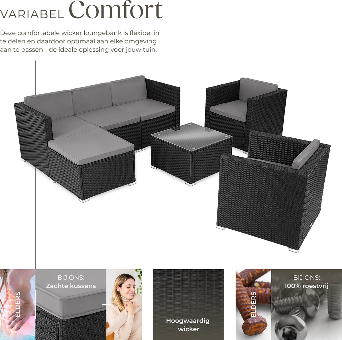 tectake tectake Wicker Loungeset - afbeelding 5