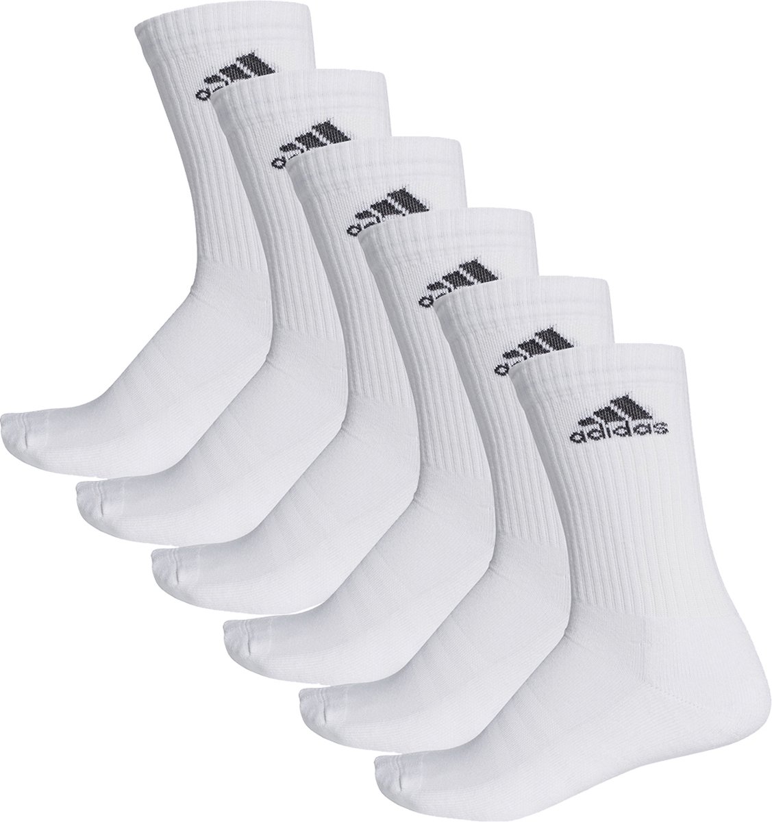 SOKKEN 6 PACK adidas CUSHIONED CREW tennissokken sportsokken dames heren unisex Wit