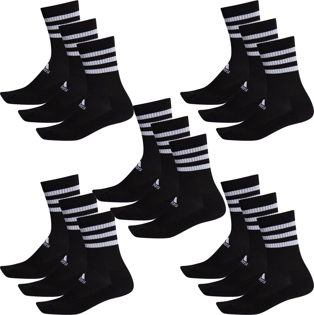 SOKKEN 15 paar adidas CSH CREW 15p tennissokken sportsokken unisex Zwart