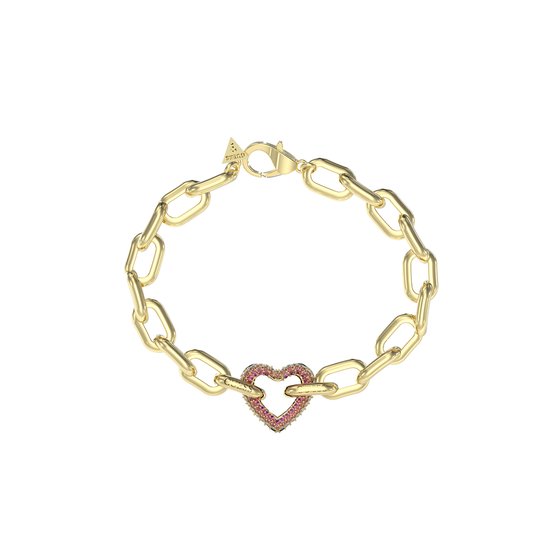 GUESS bracelet Beloved Pave Heart Chain Bracelet Yellow Gold / Pink doré