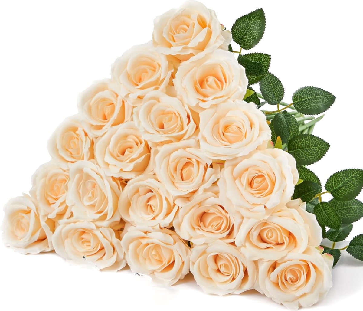 ROSIFY Kunstbloemen - Nepbloemen - Kunstrozen - Zijden Bloemen - Eeuwige Rozen - Set van 15 Kunstrozen - 50cm - Champagne