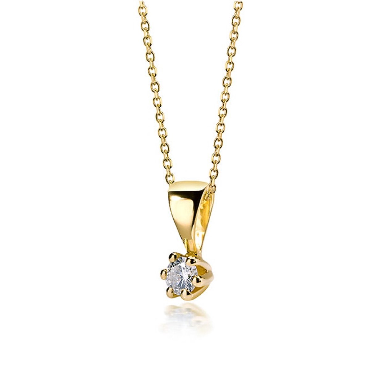 Lovebird LB117 - Gouden collier met briljant - Dames - 42 cm - Diamant - 2,5 mm - Briljant Geslepen - 0,05 Karaat - 14 Karaat - Goud