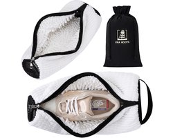 Lina Roots® Kicks Cleaner Schoenenwaszak Set van 2 Stuks - Wasmachine Wasnet voor Schoenen en Sneakers - Aan de schoenvorm aangepast ontwerp - Vakje voor Veters en Extra Sterke Rits - Duurzame Plasticvrije Verpakking - Handgreep en Ritsbeschermhoesje