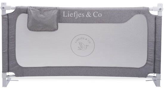 Barrière de lit Liefjes & Co Lino 150 cm - Réglable en hauteur - Pliable - Grijs