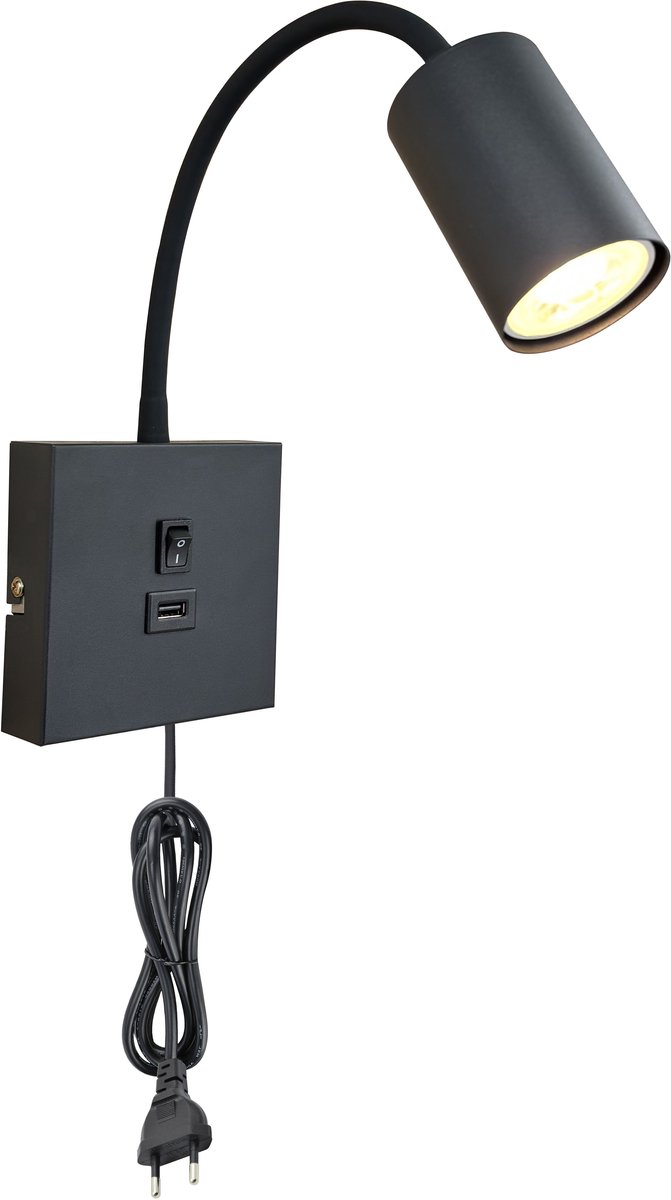 Olucia - TIBOR - Wandlamp - Zwart - Vorm: Cilinder
