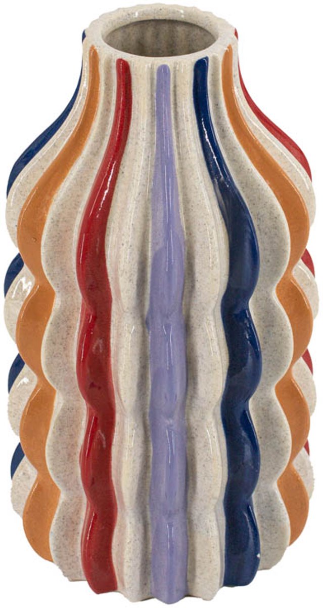 Homebound by Kolony HomeBound by KY | Aardewerk vaas stripes regenboog | vaas | 18x18x31,5cm Multi