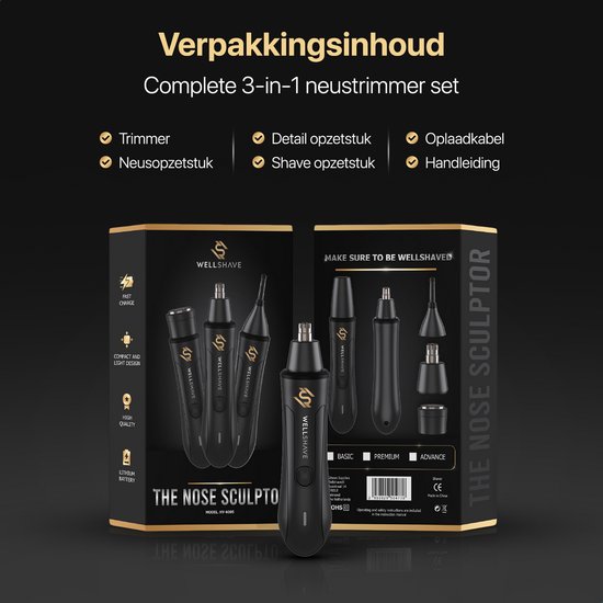 Wellshave 3 en 1 Nez Trimmer Advance - Tondeuse Sourcils et Oreilles Tout en Un - Tondeuse Nez pour Homme