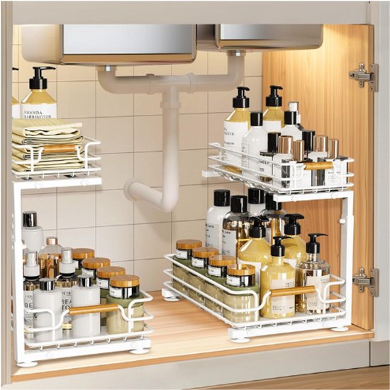 SHOP YOLO- keukenorganizer-2 stuks rek voor onder de wastafel- 2... | bol