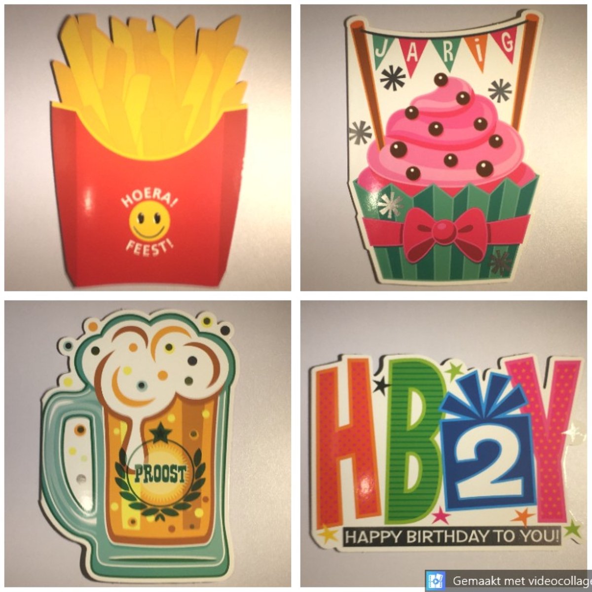 4 Luxe Verjaardag Wenskaarten - Jarig Happy Birthday - 4 Motieven - Think Shape - Touche Cards - Met Envelop - 14x19cm - Anniversaire - Geburtstag