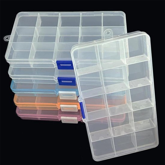 Rongxze 30 stuks kleine opbergdozen, transparante kunststof opbergdoos met deksel, klein, sorteerdozen voor kleine onderdelen voor kleine kralen, pillen, knutselartikelen, sieraden (wit