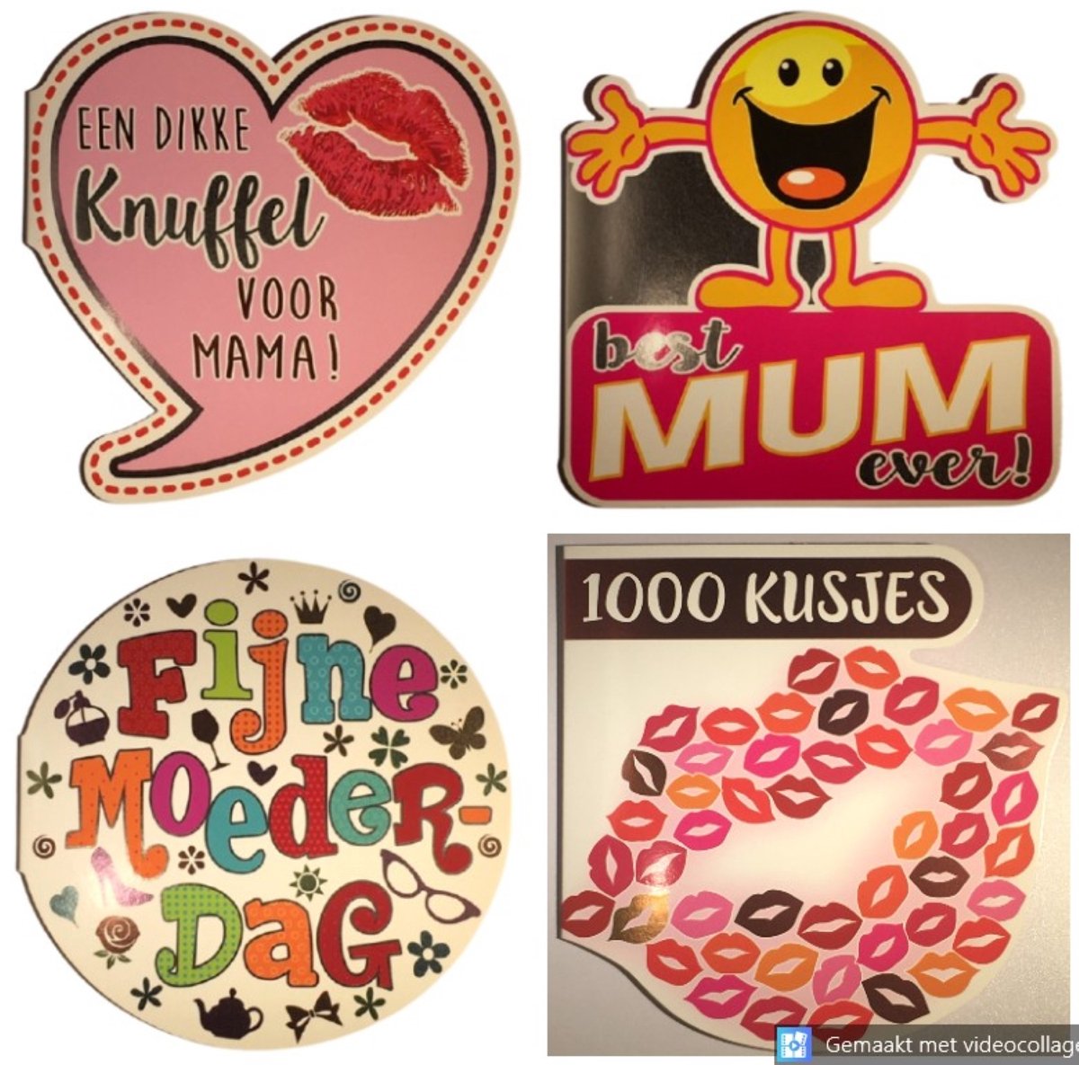4 Luxe Moederdag Wenskaarten - Mama Moeder Ma Wens Kaart - 4 Motieven - Think Shape - Touche Cards - Met Envelop - 16x16cm - Vierkant - Muttertag - Mother's Day - Fetes de Meres