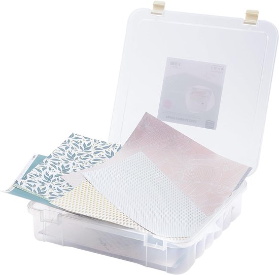 Luejnbogty 4 x papieropslag voor scrapbooking met wieltjes, opbergdoos van kunststof voor scrapbooking voor het bewaren van papier van 30 cm x 30,5 cm, gemakkelijk te scrapbooking papier