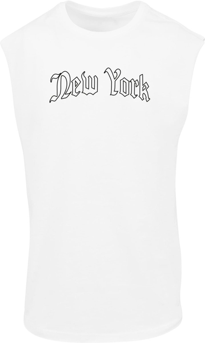 Mister Tee New York Wording Mouwloos shirt L Wit