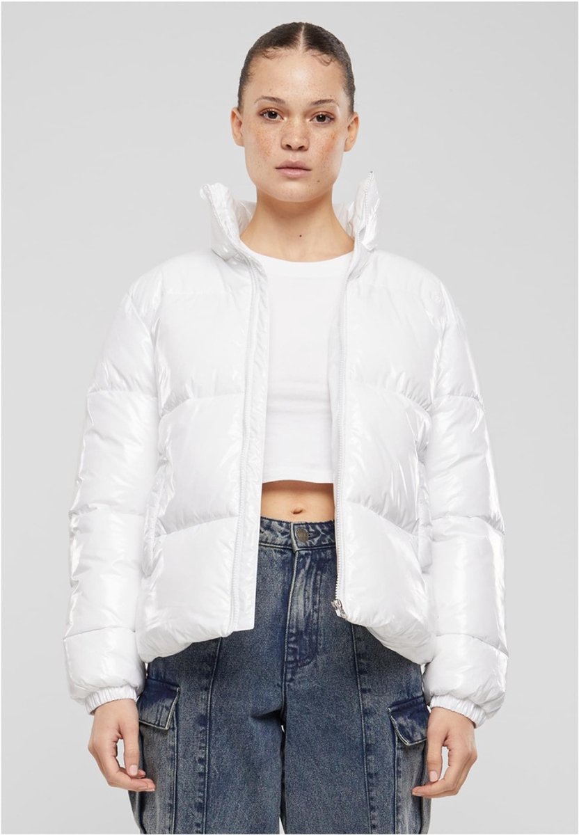 Urban Classics Recycled Short Shiny Gewatteerd jack 5XL Wit