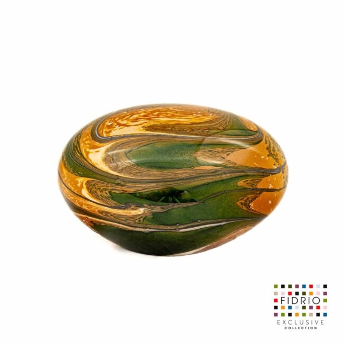 Fidrio - INDIAN SUMMER - presse papier - design beeld deco rock - glas, mondgeblazen - diameter 14 cm hoogte 10 cm