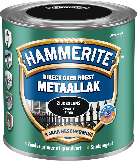 Hammerite - Metaallak Zijdeglans - Zwart - 250 ML