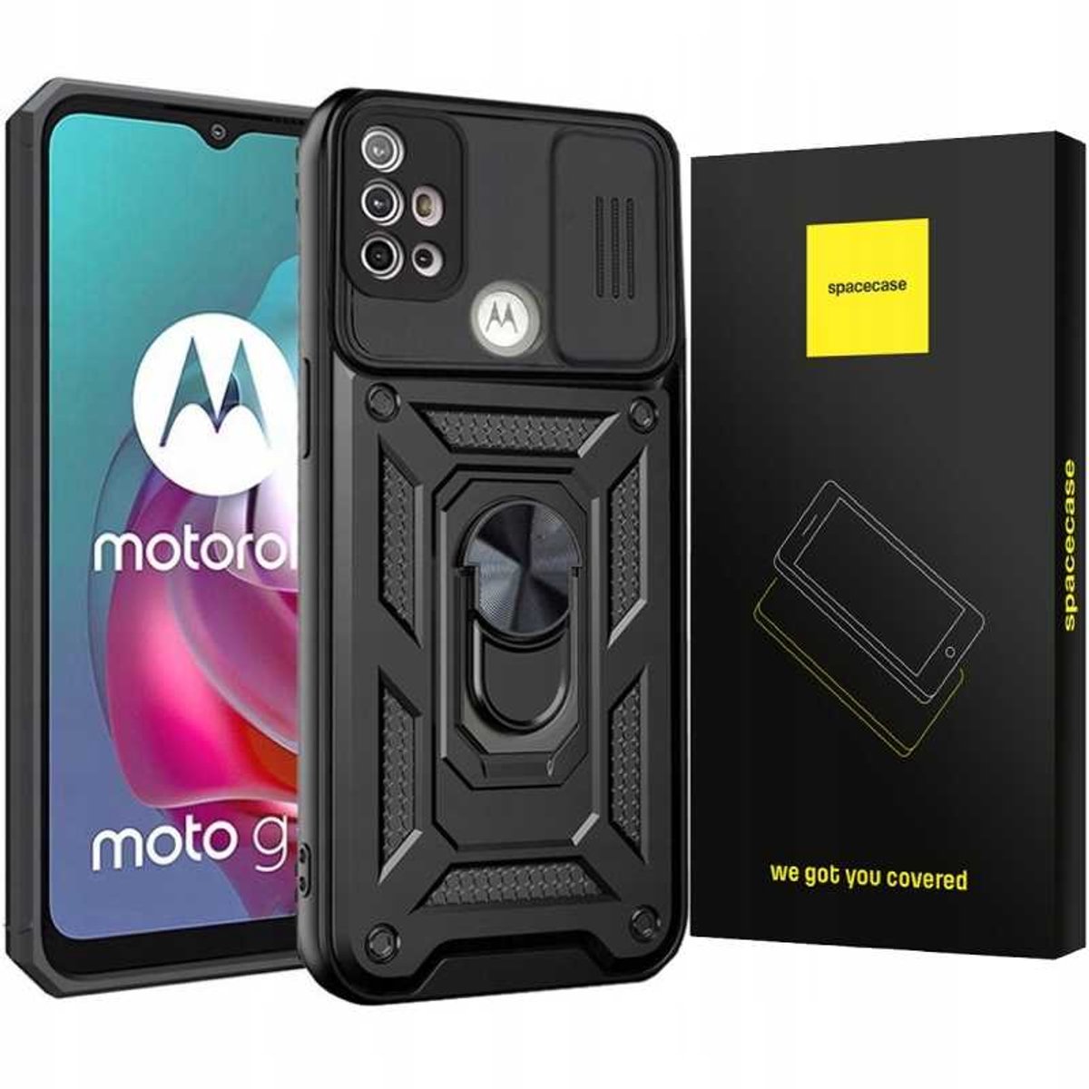Spacecase Case Cover Voor Motorola Moto G10 G30 Zwart