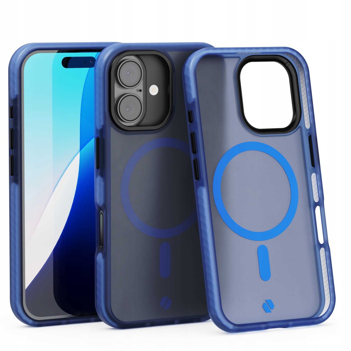 Spacecase Case Hybride Fusion Mag Cover Voor Iphone 16 Donkerblauw
