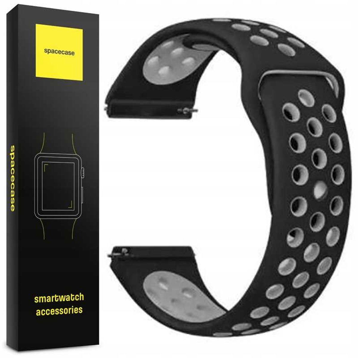Spacecase Sportband Horlogeband 22Mm Zwart Grijs Voor Apple Watch