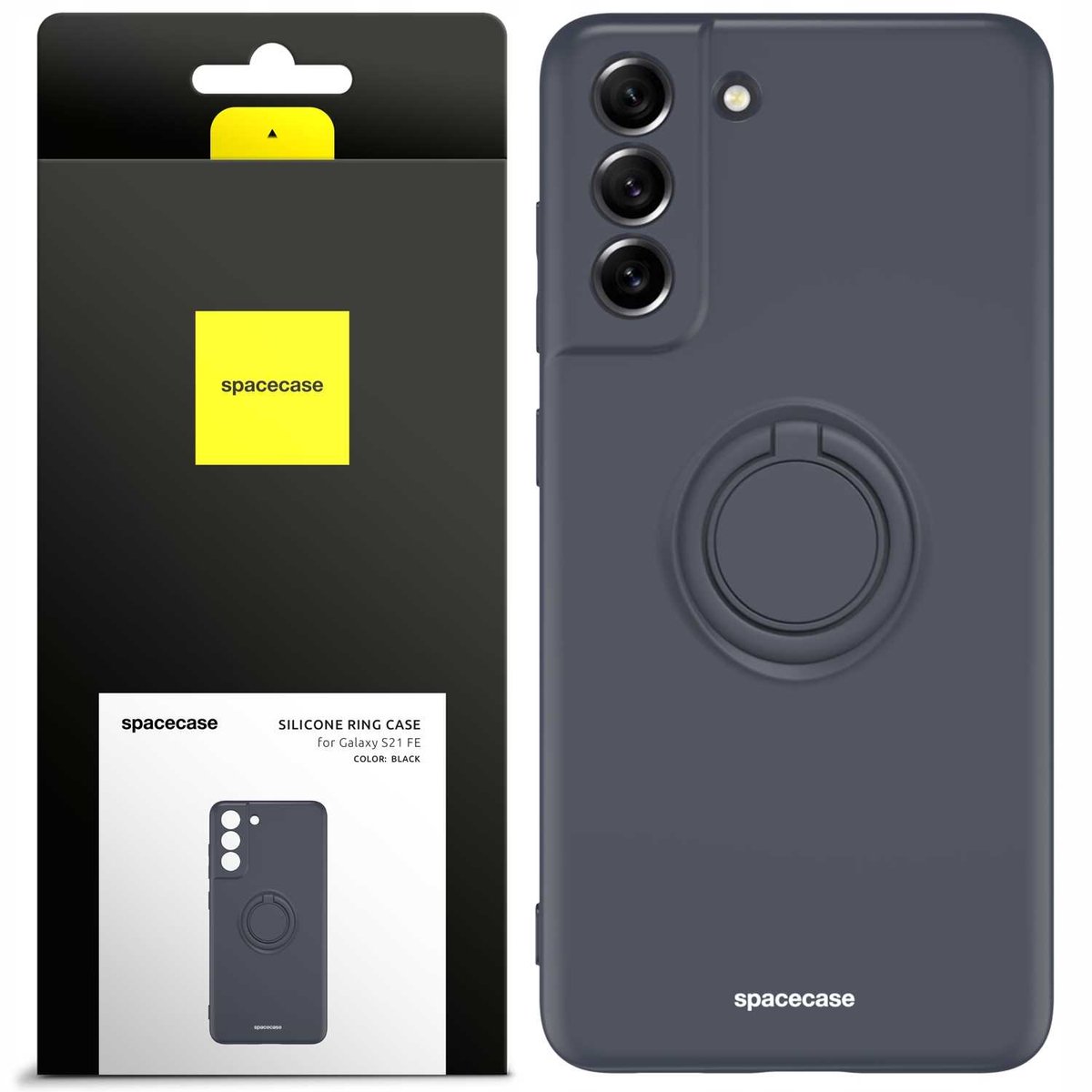 Spacecase Siliconen Ringkoffer Voor Galaxy S21 Fe Zwarte Behuizing