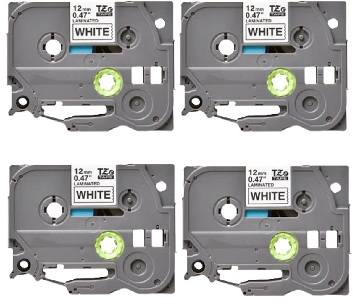 Label Tape Geschikt voor Brother Tze-231 | 12 mm x 8 m | Zwart op Wit - 4 stuks - Geschikt voor: 1000 1000BTS 1005BTS 1005F 1005FB 1010 1080 1090 1230PC 1260VP 1280 1280DT 1280VP 1290DT 1290VP 1750 1800 1830VP 18R 1950 1950VP