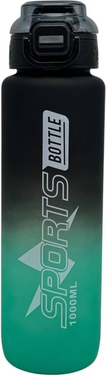 Borvat® – Drinkfles met Rietje | 1L Waterfles met Motiverende Tijdmarkering | BPA-vrij & Lekvrij | Voor School, Kantoor, Sport en Fietsen – Groen/Zwart