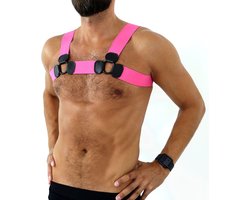 Kiotos - Elastisch Borstharnas - Tuigje - Riemenbody - Roze - Maat L/XL