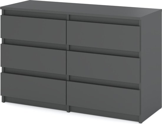 AZ Home, Commode 6 tiroirs HUGO 100 cm Gris Mat