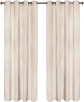 Bol.com Gordijnen - Beige - Verduisterend - Fluweel - Plooiband - 140x225cm - Set van 2 aanbieding
