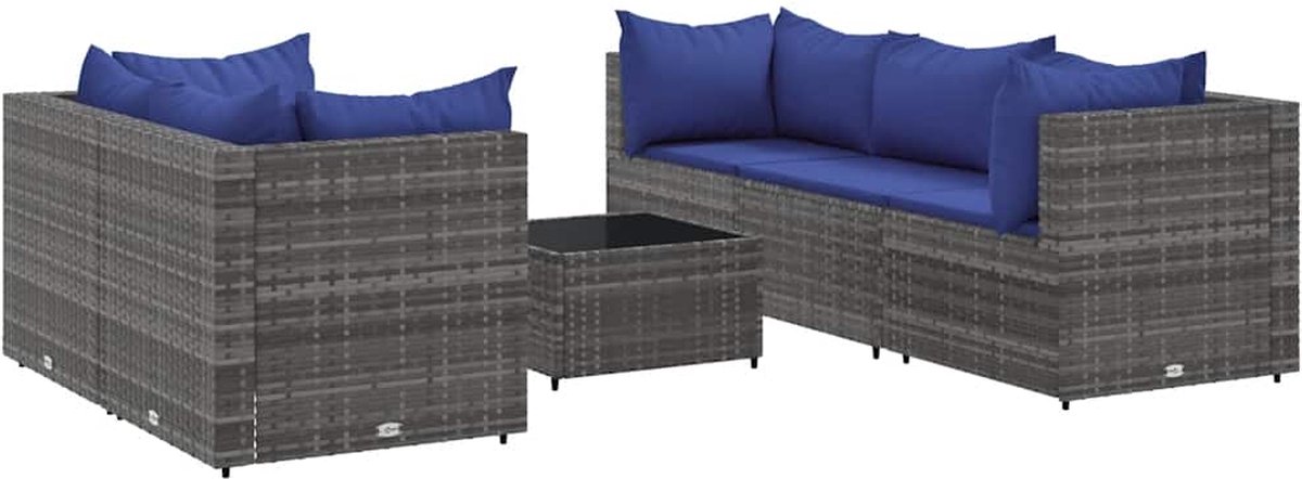 The Living Store 6-delige Loungeset met kussens poly rattan grijs - Loungeset - Tuinlounge - Buitendining - Lounge Set - Tuinmeubels The Living Store 6-delige Loungeset met kussens poly rattan grijs - Loungeset - Tuinlounge - Buitendining - Lounge Set - Tuinmeubels - Afbeelding 1