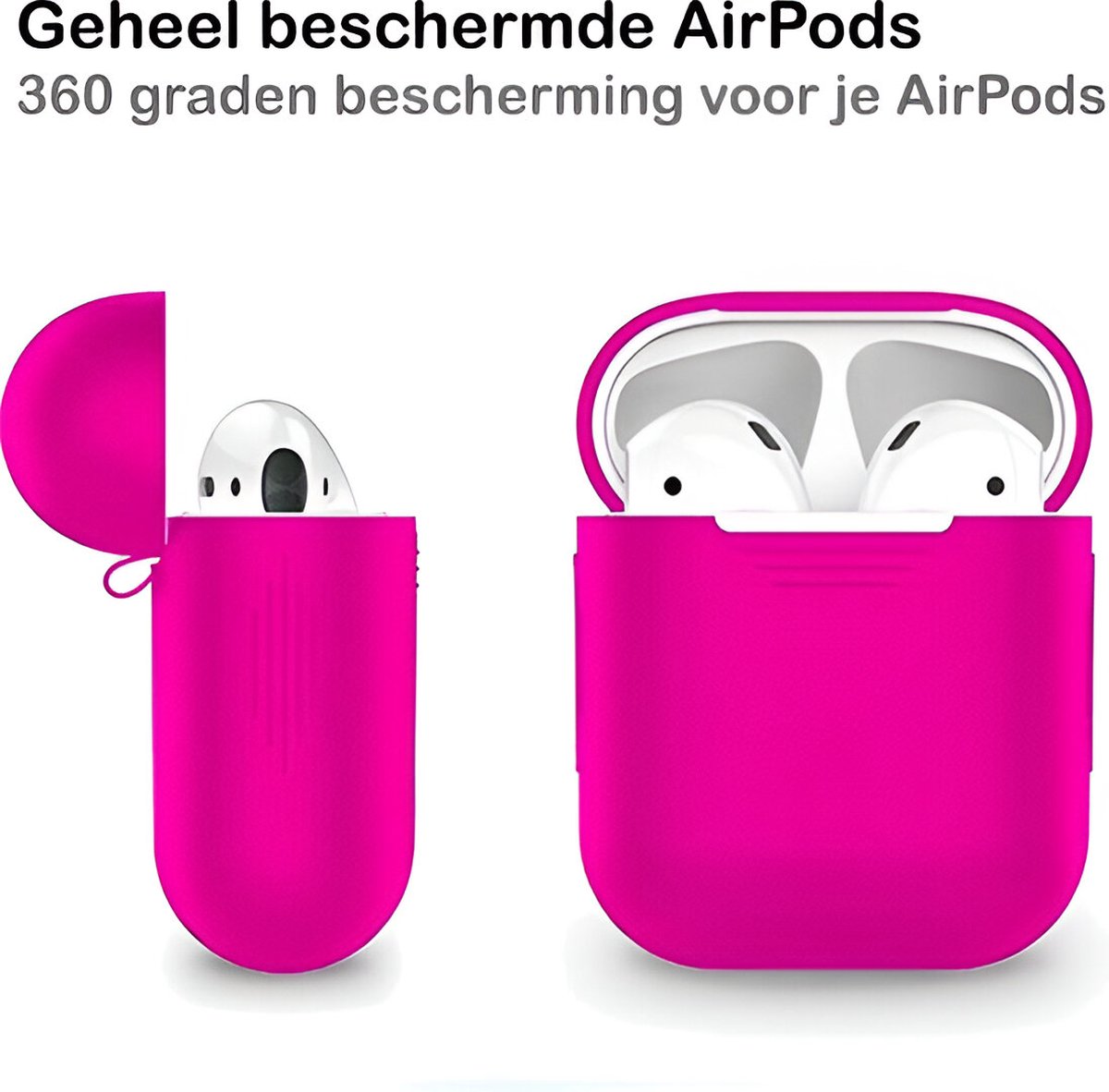 AirPods 2 hoesje siliconen soepel beschermhoes AirPods 1 case fel roze schokbestendig draadloos opladen - Afbeelding 4