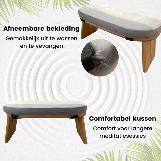 Deluxness® - Meditatiebankje Inklapbaar - 100% Duurzaam - Yoga krukje met Kussen - Draagbare Meditatie Bankje - Meditatie - Meditatiekussen - Meditatiestoel Opvouwbaar - Yoga stoel - Meditatiebankjes - Kruk - Meditatiekruk - Zabuton - Kussen van Deluxness® — afbeelding 3