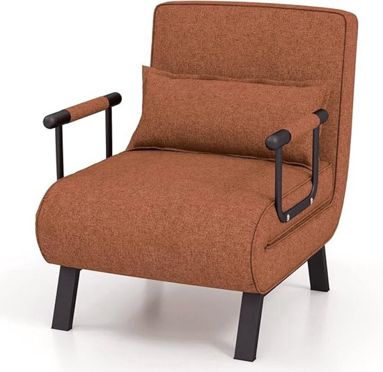 Foto: Luxe 4 in 1 slaapfauteil slaapstoel 5 posities multifunctioneel verstelbare rugleuning gewatteerd hoogwaardig materiaal bruin