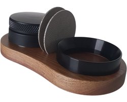 Barista houten Tamping Station set 58 mm - Walnoot - 2 Puck Screen 58mm - Koffie verdeler 58mm - Doseerring magnetisch 58 mm