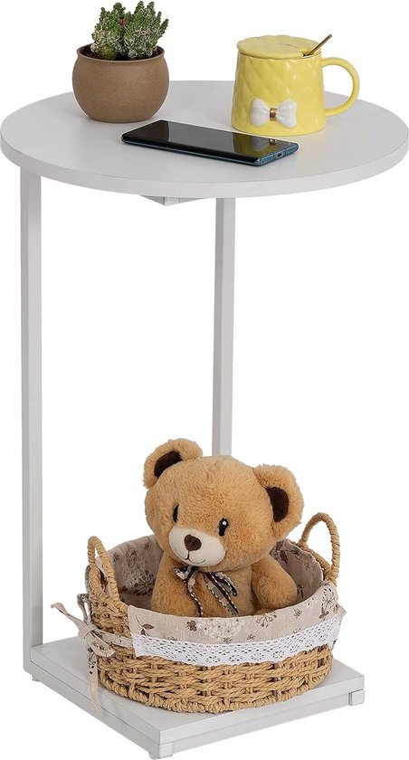 Selbro ® Table d'appoint élégante en forme de C pour Diverse espaces avec espace de rangement pratique