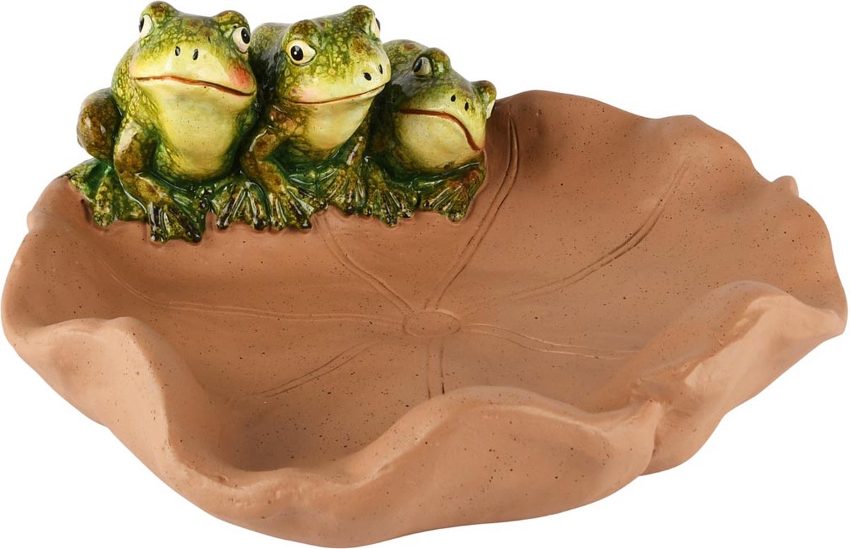dekoratief Vogelbad m/kikkers, groen, keramiek, 31x28x14cm | A250240