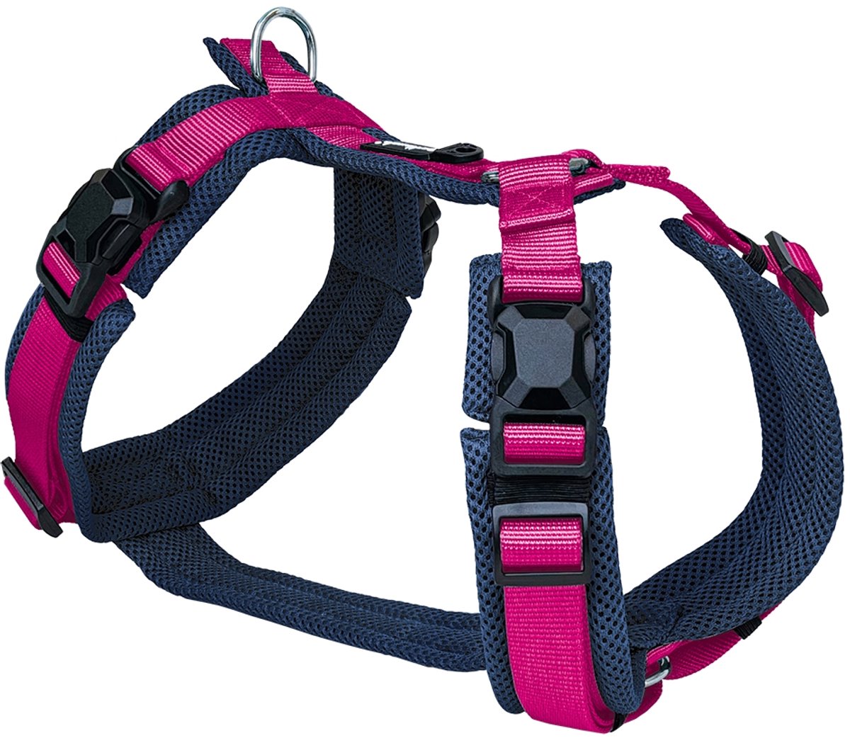 Harness Y-Comfort Navy-Fuchsia met magnetische sluiting - maat XS - 32–50 cm