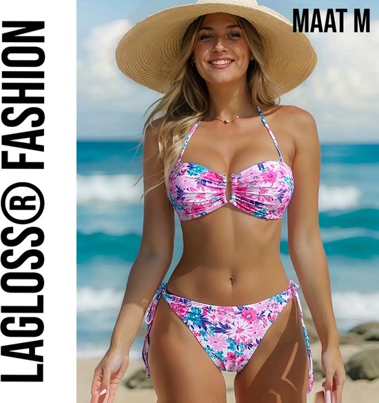 Set bikini 2 pièces LaGloss® imprimé floral rose taille M - Mode maillots de bains élégants et confortables
