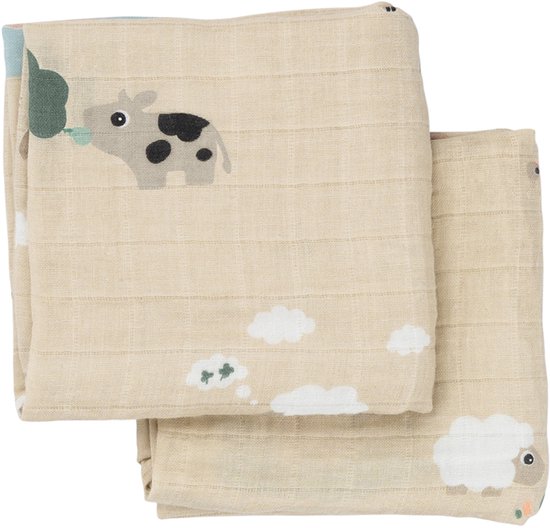 Done By Deer Tiny Farm Multidoek - 2-Pack - Sand van Merkloos — afbeelding 2