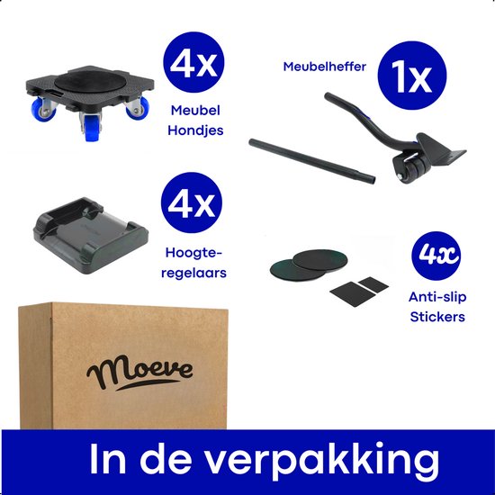 WOUOW Meubeltransportwieltjes, set met parkeerfunctie, zware belasting
