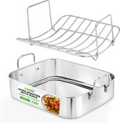 Braadslede met rooster | RVS | Voor de oven | Vaatwasserbestendig | Ovenschaal