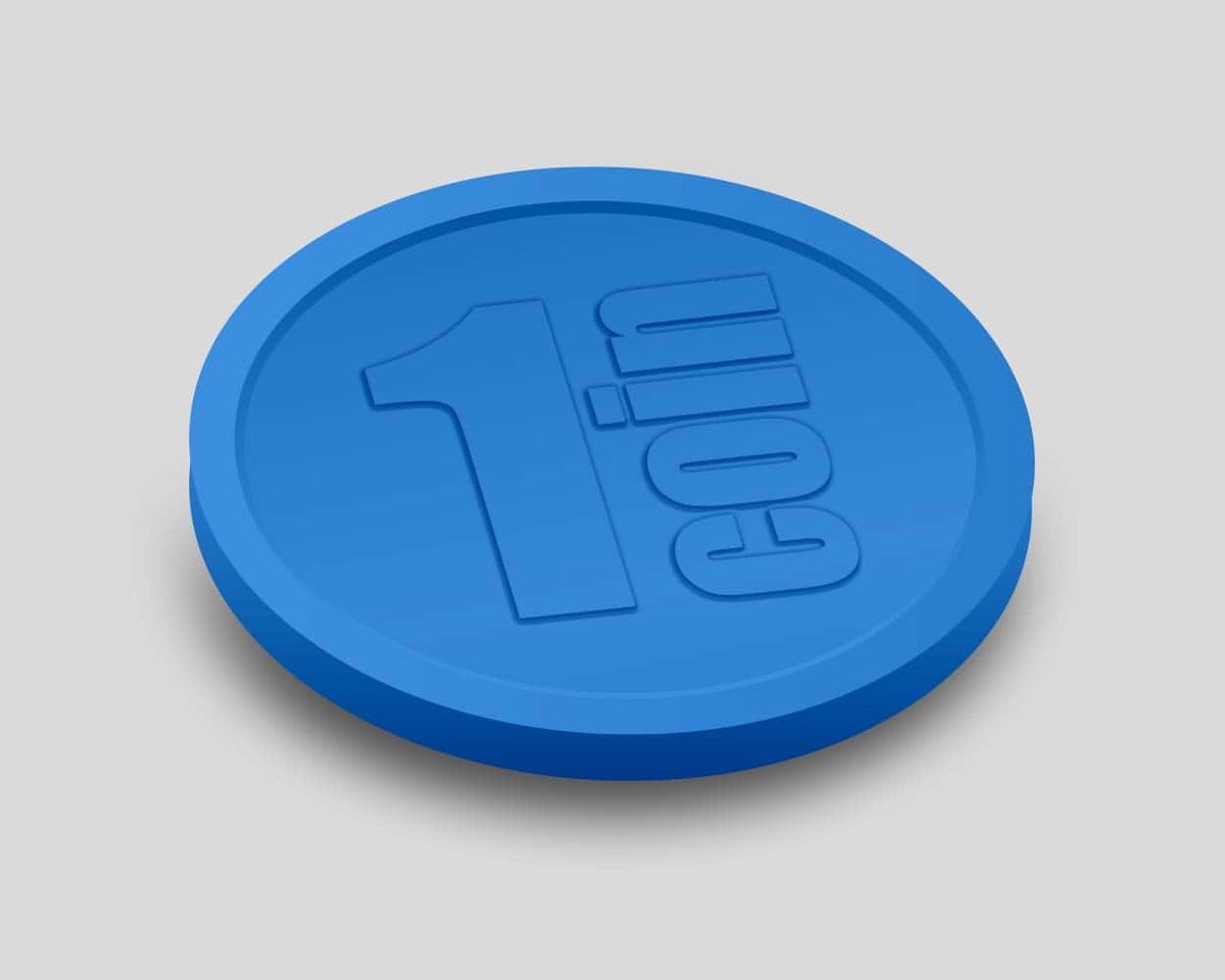 Reliëfmunten 1 Coin 29mm / Consumptiemunten / Betaalmunten (per 250 stuks) - BLAUW