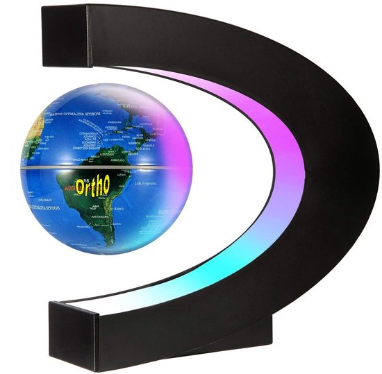 ORTHO® - Globe flottant magique - Accessoire de bureau unique - Veilleuse - Eclairage LED - Globe magnétique