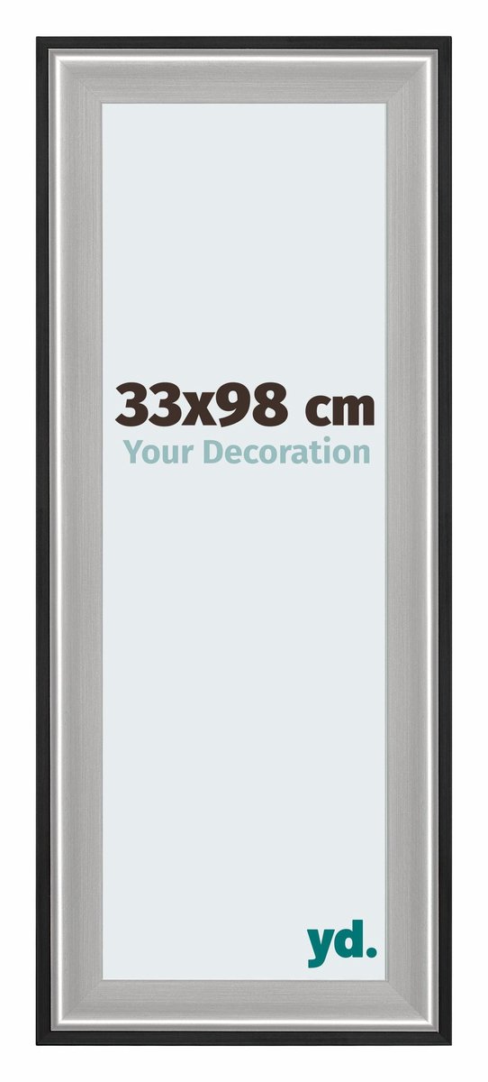 Your Decoration - Puzzellijst 33x98 cm - Zwart Zilver Gepolijst - Puzzellijst 500-1000 stukjes - Hout Fotolijst - Birmingham
