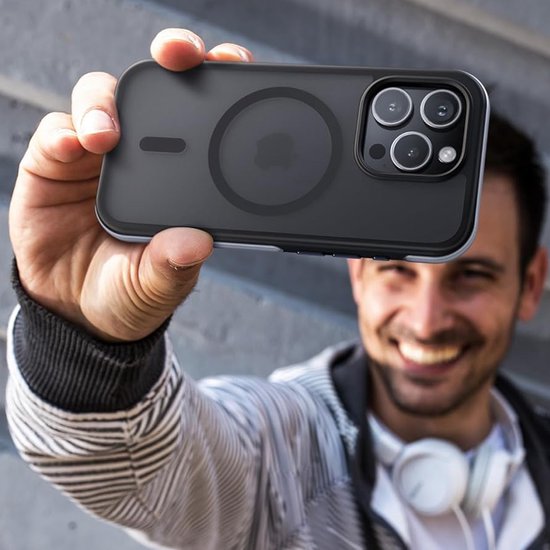 IYUPP Bumper - Convient pour iPhone 15 Pro Case - Convient pour MagSafe - Zwart - Antichoc