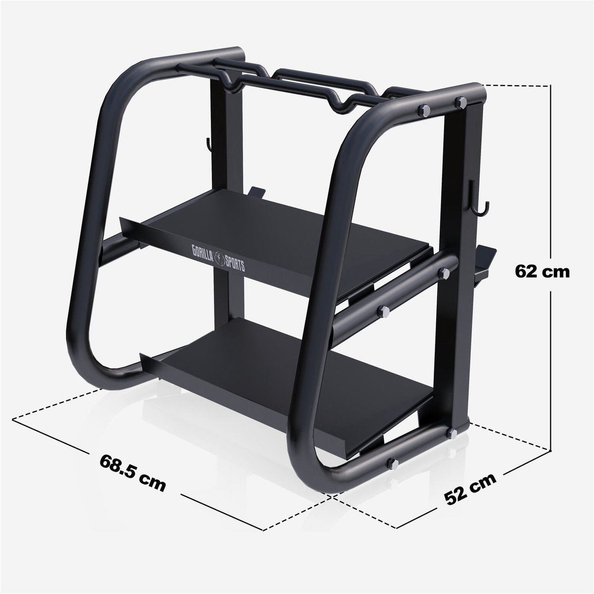 Gorilla Sports Halterstandaard - Multifunctioneel - Voor Halters, Kettlebells en Barbells - Staal - Belastbaar tot 300 kg – foto 4