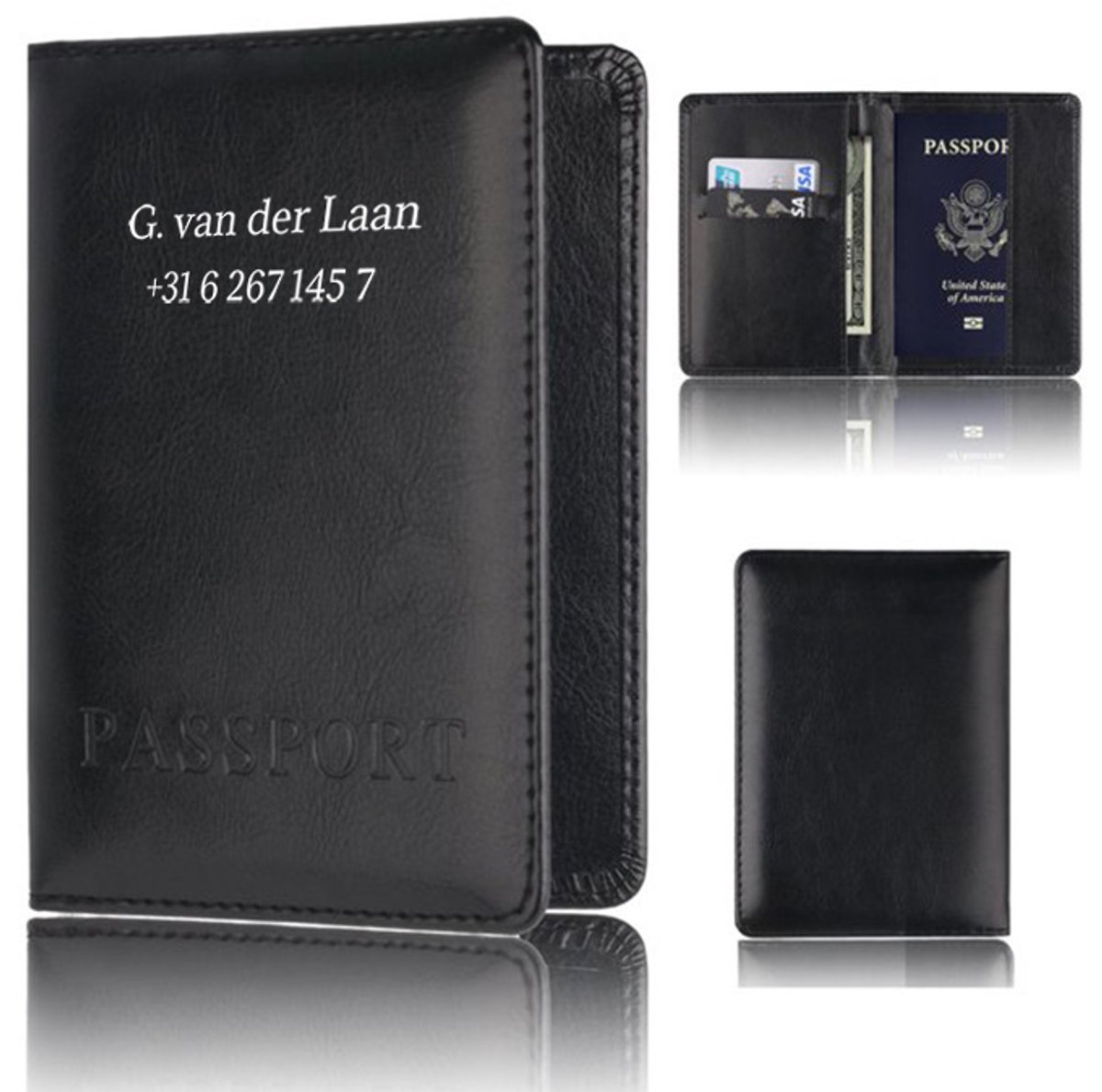 Reisportefeuille paspoorthoesje met naam, paspoort etui, paspoorthozen