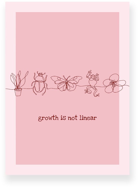 Poster 30x40 cm - Growth is not Linear - Lijntekening - Roze ...