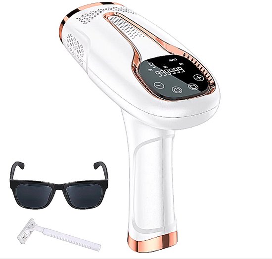 Lumeva IPL Laser Ontharingsapparaat - 3-in- 1 ipl - 999.999 Flitsen - Koelfunctie - Inclusief scheermes & beschermbril - 9 standen - IPL ontharingsapparaat - Voor mannen en vrouwen - Wit
